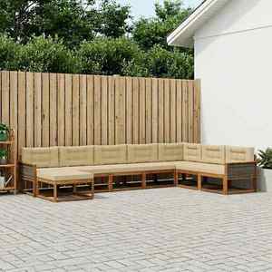 vidaXL Set de canapele de exterior cu pernă 8 pcs Natural și Bej imagine