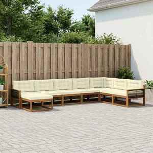 vidaXL Set de canapele de exterior cu pernă 8 pcs Natural și Crem imagine