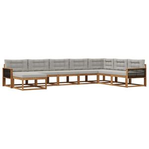 vidaXL Set de canapele de exterior 8 pcs Natural și gri deschis imagine