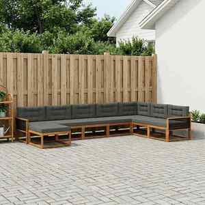 vidaXL Set de canapele de exterior cu pernă 8 pcs Natural și Antracit imagine