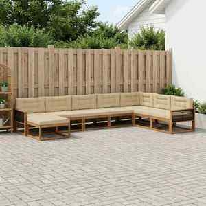 vidaXL Set de canapele de exterior cu pernă 8 pcs Natural și Bej imagine