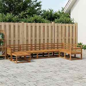 vidaXL Set de canapele de exterior 8 pcs natural Lemn Solid de Acacia imagine