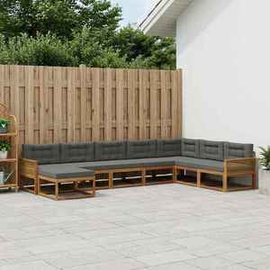 vidaXL Set de canapele de exterior cu pernă 8 pcs Natural și Antracit imagine