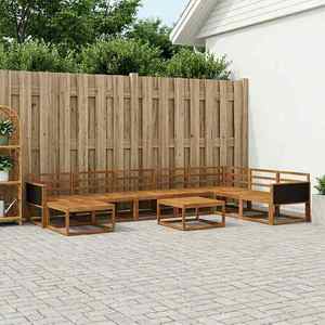 vidaXL Set de canapele de exterior 9 pcs natural Lemn Solid de Acacia imagine