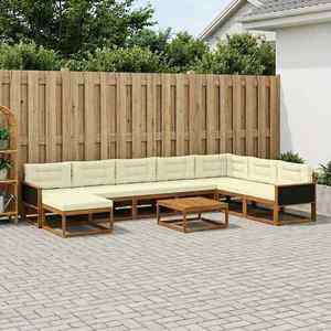 vidaXL Set de canapele de exterior cu pernă 9 pcs Lemn Solid de Acacia imagine