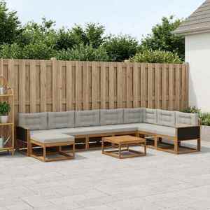 vidaXL Set de canapele de exterior 9 pcs Natural și gri deschis imagine
