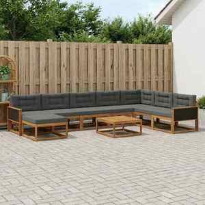 vidaXL Set de canapele de exterior cu pernă 9 pcs Natural și Antracit imagine