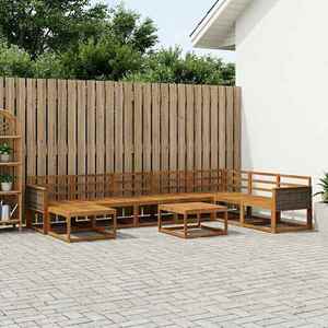 vidaXL Set de canapele de exterior 9 pcs natural Lemn Solid de Acacia imagine