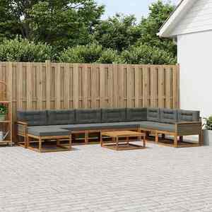 vidaXL Set de canapele de exterior cu pernă 9 pcs Natural și Antracit imagine