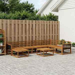 vidaXL Set de canapele de exterior 9 pcs natural Lemn Solid de Acacia imagine