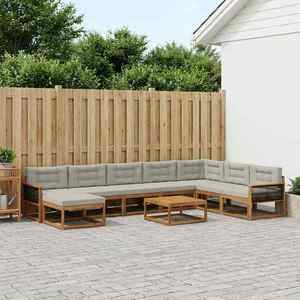 vidaXL Set de canapele de exterior 9 pcs Natural și gri deschis imagine