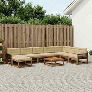 vidaXL Set de canapele de exterior cu pernă 9 pcs Natural și Bej imagine