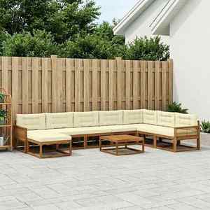 vidaXL Set de canapele de exterior 9 pcs Natural și Crem imagine