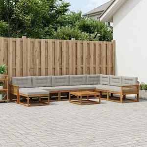 vidaXL Set de canapele de exterior 9 pcs Natural și gri deschis imagine