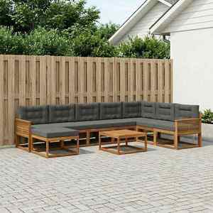 vidaXL Set de canapele de exterior cu pernă 9 pcs Natural și Antracit imagine