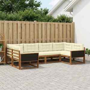 vidaXL Set de canapele de exterior cu pernă 6 pcs Natural și Crem imagine
