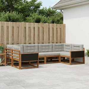 vidaXL Set de canapele de exterior 6 pcs Natural și gri deschis imagine