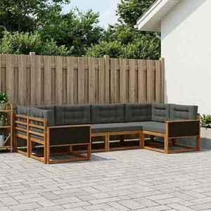 vidaXL Set de canapele de exterior cu pernă 6 pcs Natural și Antracit imagine