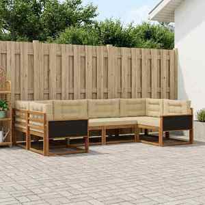 vidaXL Set de canapele de exterior cu pernă 6 pcs Natural și Bej imagine