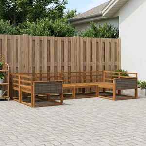 vidaXL Set de canapele de exterior 6 pcs natural Lemn Solid de Acacia imagine