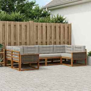 vidaXL Set de canapele de exterior 6 pcs Natural și gri deschis imagine