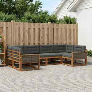 vidaXL Set de canapele de exterior cu pernă 6 pcs Natural și Antracit imagine