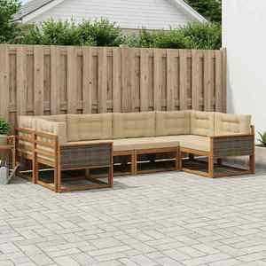 vidaXL Set de canapele de exterior cu pernă 6 pcs Natural și Bej imagine