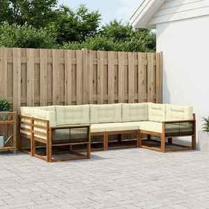 vidaXL Set de canapele de exterior cu pernă 6 pcs Natural și Crem imagine