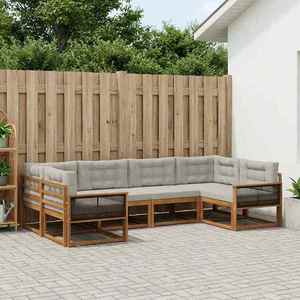 vidaXL Set de canapele de exterior 6 pcs Natural și gri deschis imagine
