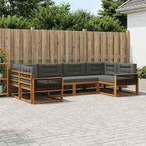 vidaXL Set de canapele de exterior cu pernă 6 pcs Natural și Antracit imagine