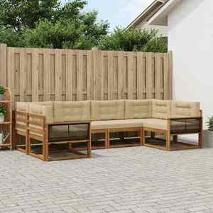 vidaXL Set de canapele de exterior cu pernă 6 pcs Natural și Bej imagine