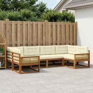 vidaXL Set de canapele de exterior cu pernă 6 pcs Natural și Crem imagine