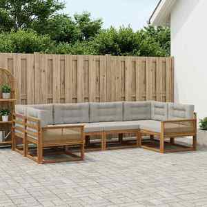 vidaXL Set de canapele de exterior 6 pcs Natural și gri deschis imagine