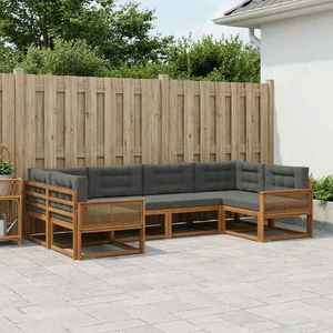 vidaXL Set de canapele de exterior cu pernă 6 pcs Natural și Antracit imagine