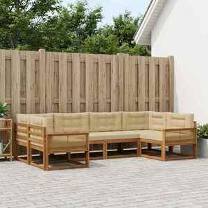 vidaXL Set de canapele de exterior cu pernă 6 pcs Natural și Bej imagine