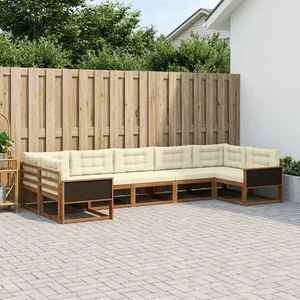 vidaXL Set de canapele de exterior cu pernă 7 pcs Natural și Crem imagine