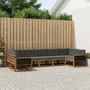 vidaXL Set de canapele de exterior cu pernă 7 pcs Natural și Antracit imagine