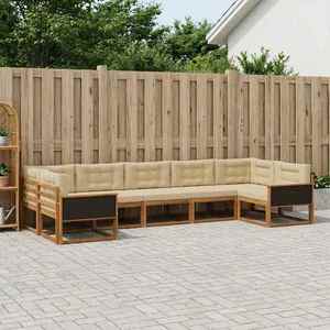 vidaXL Set de canapele de exterior cu pernă 7 pcs Natural și Bej imagine
