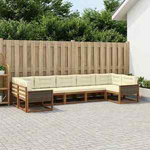 vidaXL Set de canapele de exterior cu pernă 7 pcs Natural și Crem imagine