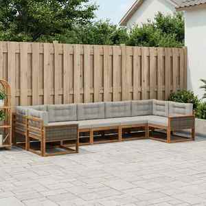 vidaXL Set de canapele de exterior 7 pcs Natural și gri deschis imagine