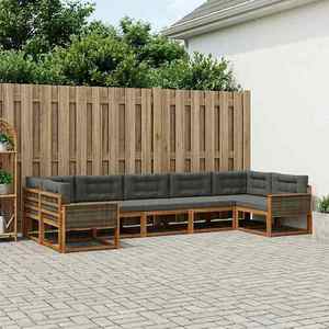 vidaXL Set de canapele de exterior cu pernă 7 pcs Natural și Antracit imagine