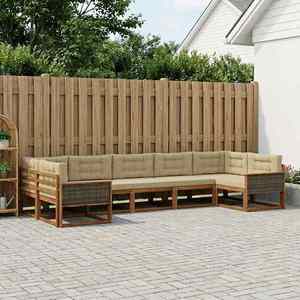 vidaXL Set de canapele de exterior cu pernă 7 pcs Natural și Bej imagine