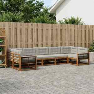 vidaXL Set de canapele de exterior 7 pcs Natural și gri deschis imagine