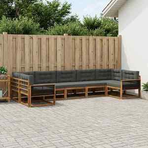 vidaXL Set de canapele de exterior cu pernă 7 pcs Natural și Antracit imagine