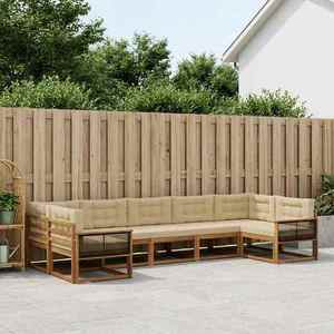 vidaXL Set de canapele de exterior cu pernă 7 pcs Natural și Bej imagine