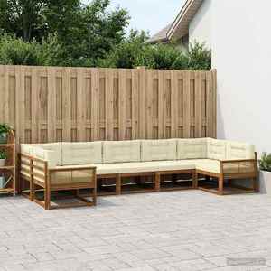vidaXL Set de canapele de exterior cu pernă 7 pcs Natural și Crem imagine