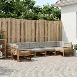 vidaXL Set de canapele de exterior 7 pcs Natural și gri deschis imagine