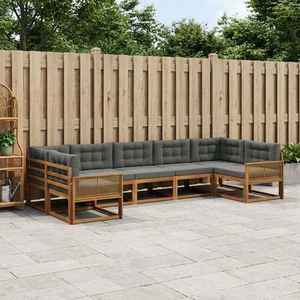 vidaXL Set de canapele de exterior cu pernă 7 pcs Natural și Antracit imagine