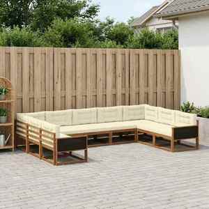 vidaXL Set de canapele de exterior cu pernă 9 pcs Natural și Crem imagine