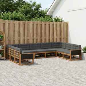 vidaXL Set de canapele de exterior cu pernă 9 pcs Natural și Antracit imagine